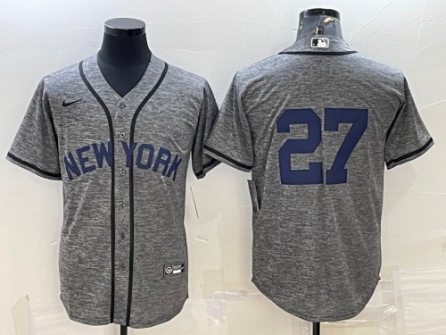 Men's New York Yankees #27 Giancarlo Stanton Gray Cool Base Stitched Jersey - Click Image to Close